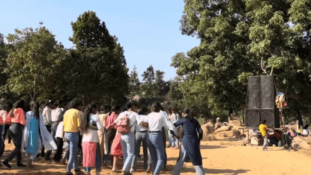 dancing in Panchghagh Waterfall near piknic area